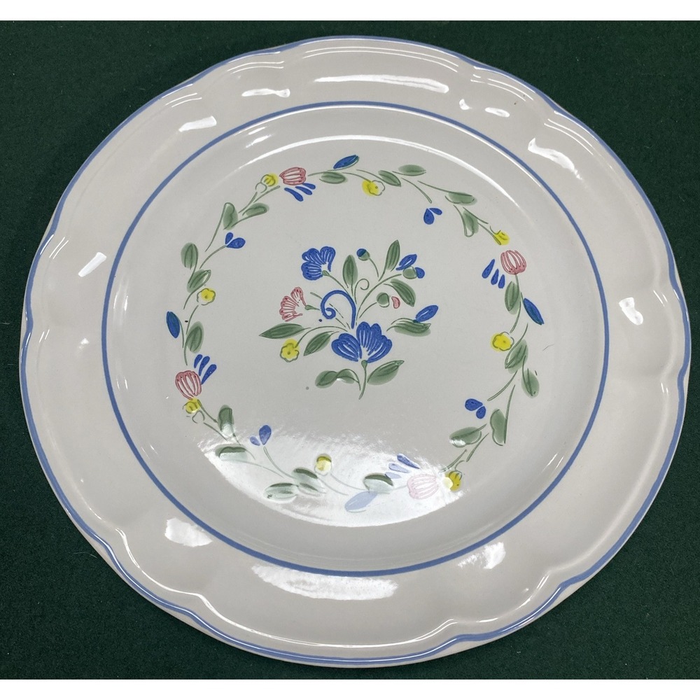 Floral Expressions Scalloped Dinner Plate 10 3/4" Set Of 2 Genuine Stoneware